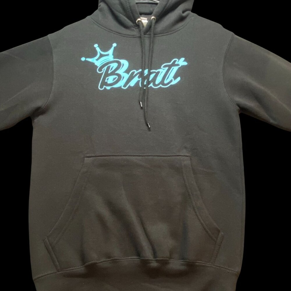 Lane Seven Womens Brat Black Hoodie Blue Crown Logo Size XS